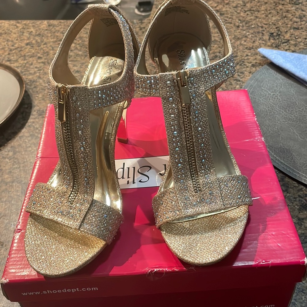 Gold crystal heels Cinderella shoes